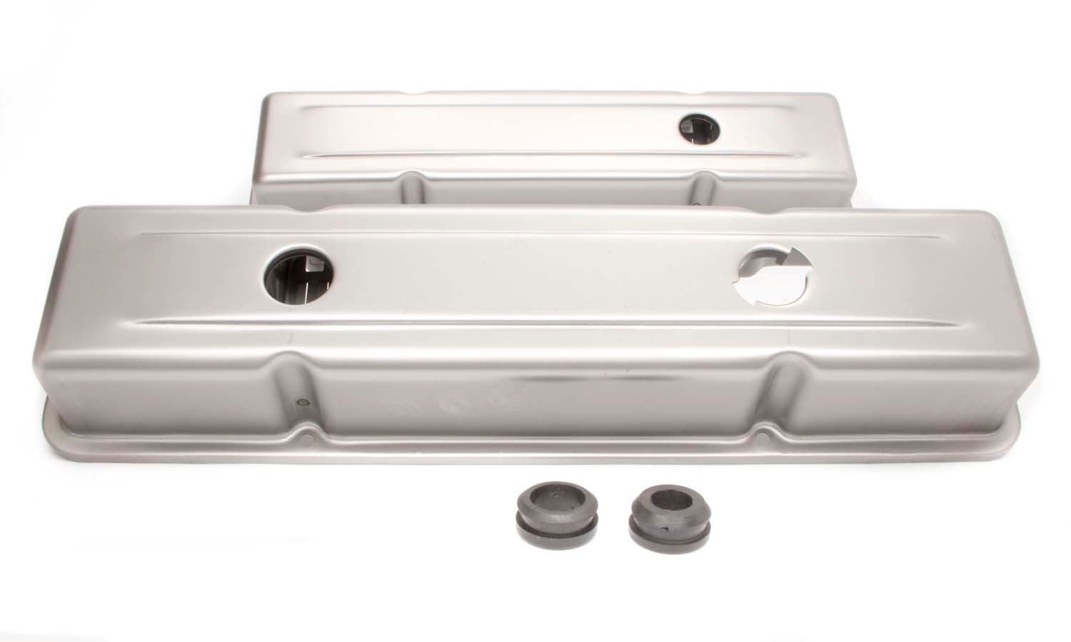 Racing Power Co-Packaged R9518RAW Steel Short Valve Covers for Small Block Chevy