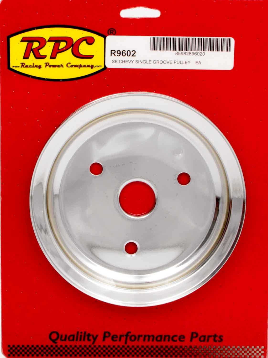 RACING POWER CO-PACKAGED R9602 Chrome Steel Crankshaft Pulley for Small Block Chevy