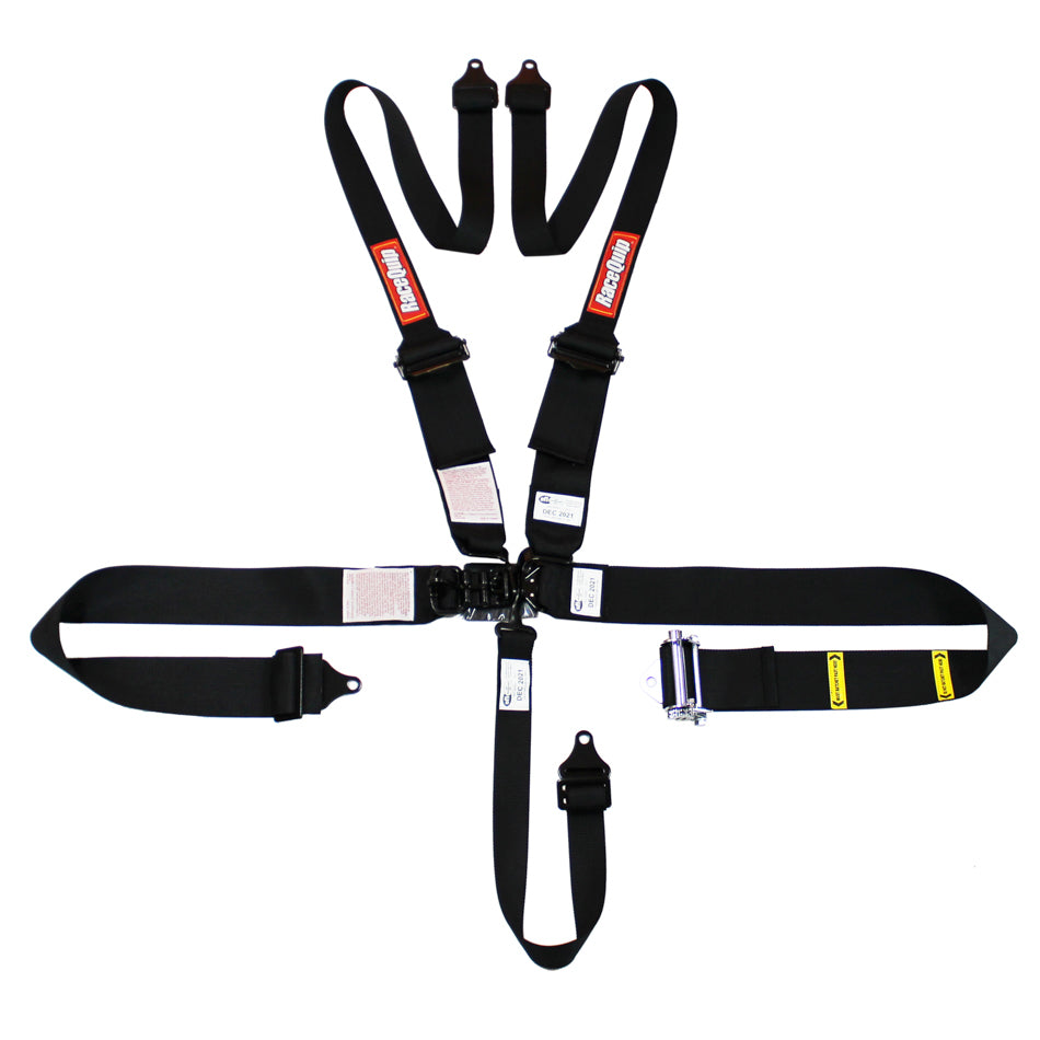 Racequip 815005RQP 5pt Harness HNR Ratchet L&l Black