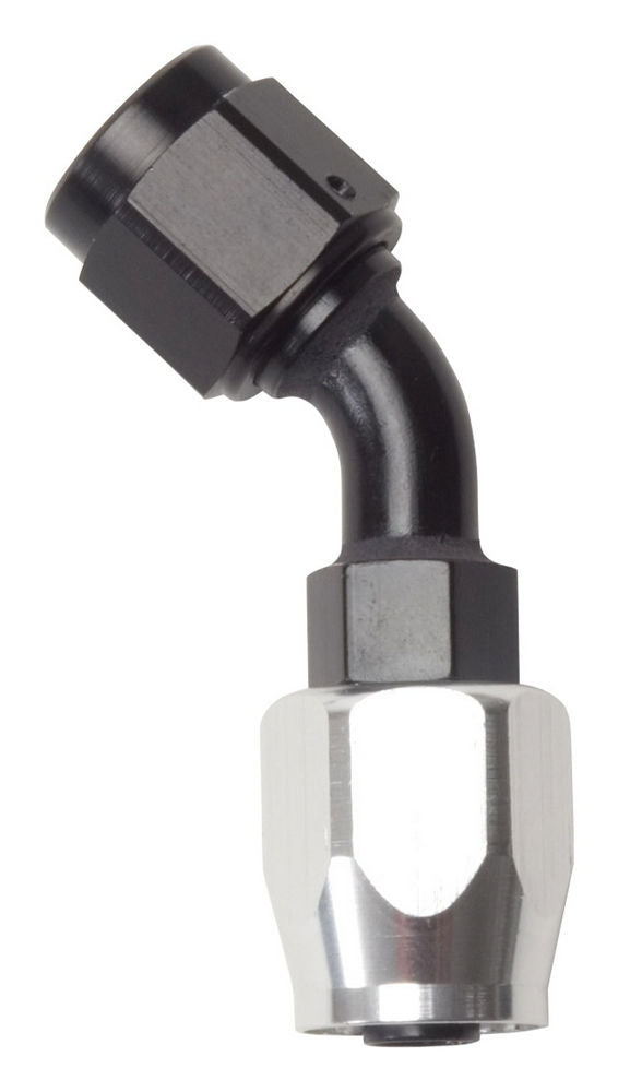 Russell 610103 Full-Flow 45-Degree #8 AN Hose End, Black/Silver Anodized