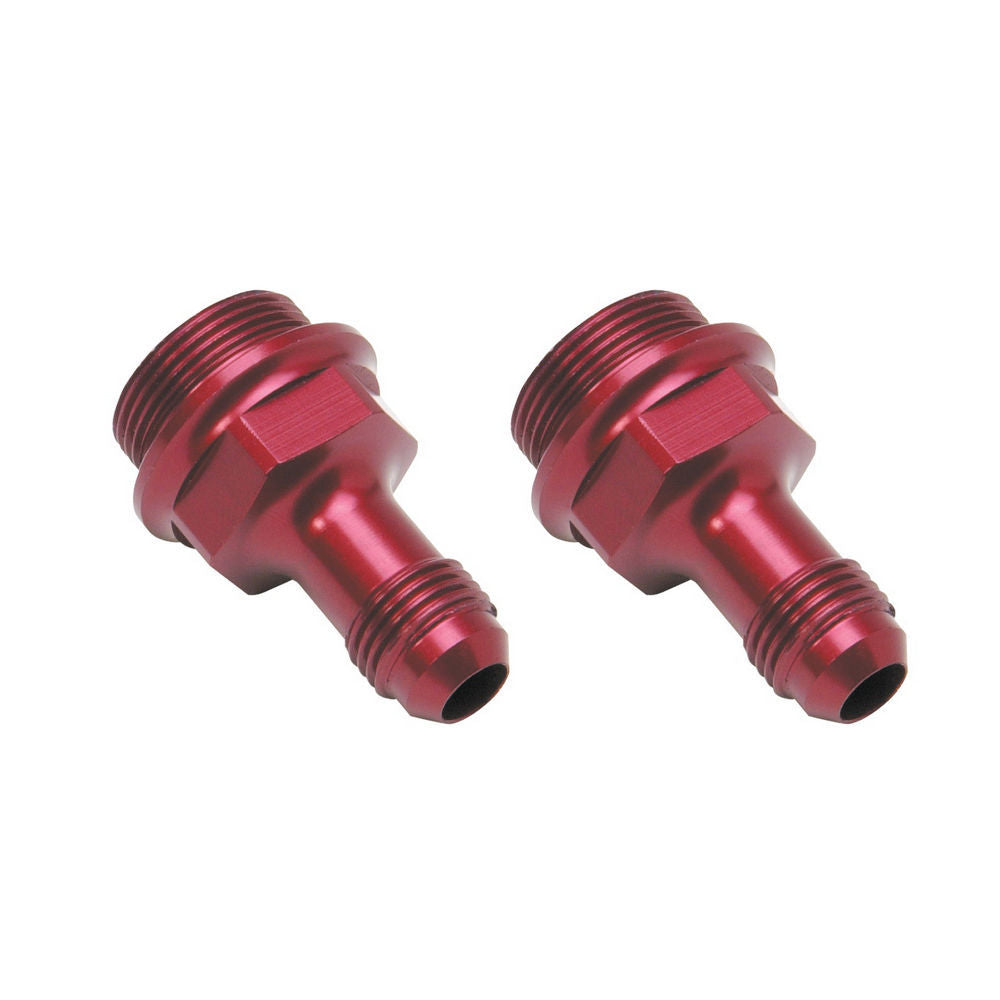 Russell 640360 Carburetor Inlet Fittings, Straight 6 AN to 7/8-20 Inch Male, Red Anodized Aluminum, Pair