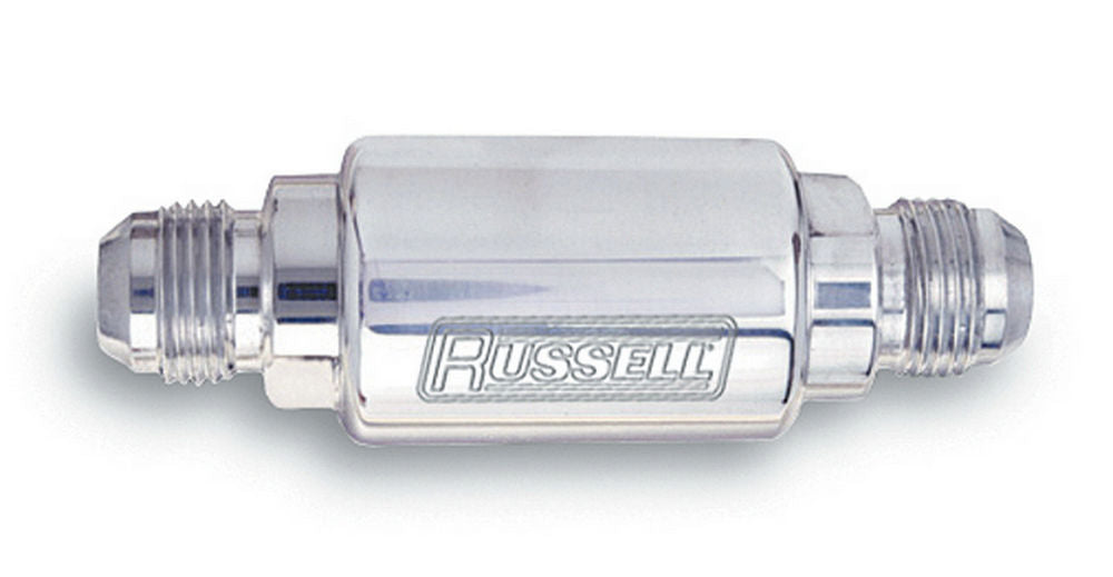 Russell 650110 Competition Series In-Line Fuel Filter, 40 Micron, Polished Aluminum