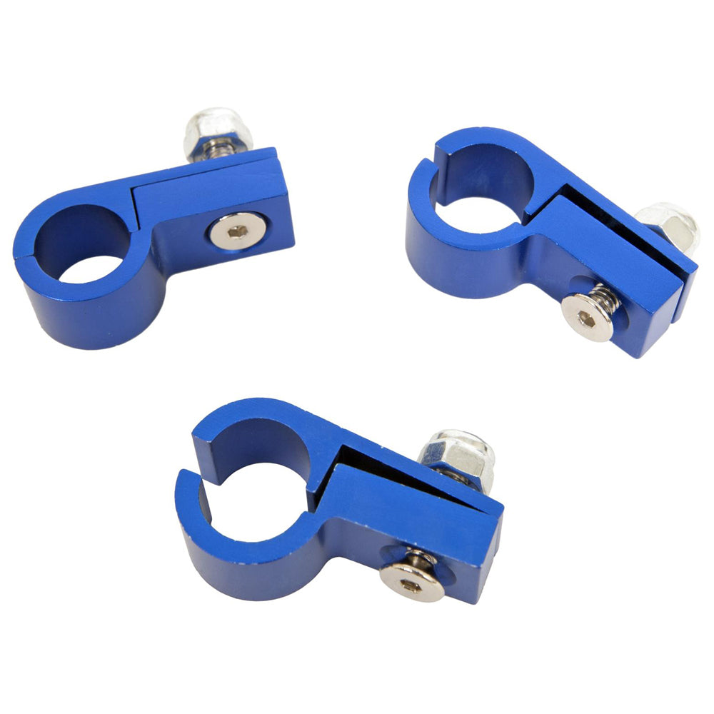 Russell 654262 Line Clamps, 2-Piece, 0.5-Inch ID, Blue Anodized Aluminum, Set of 3