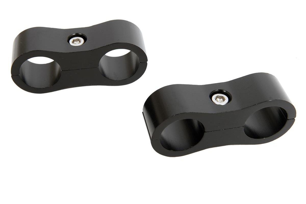 Russell 654303 6 AN Hose and Tube Separators, Black Anodized Aluminum, Pair