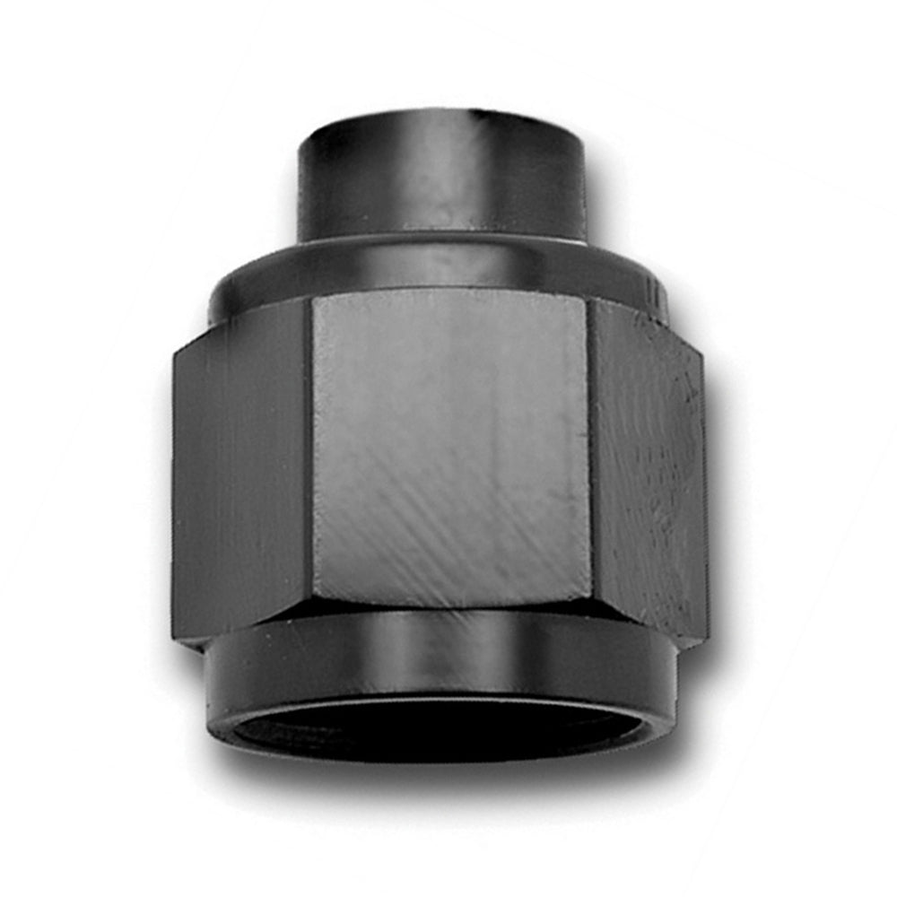Russell 661973 8 AN Flare Cap, Black Anodized Aluminum