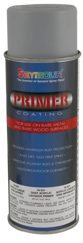 Seymour Paint 16-531 Gray Sandable Acrylic Lacquer Primer, 16 oz Aerosol