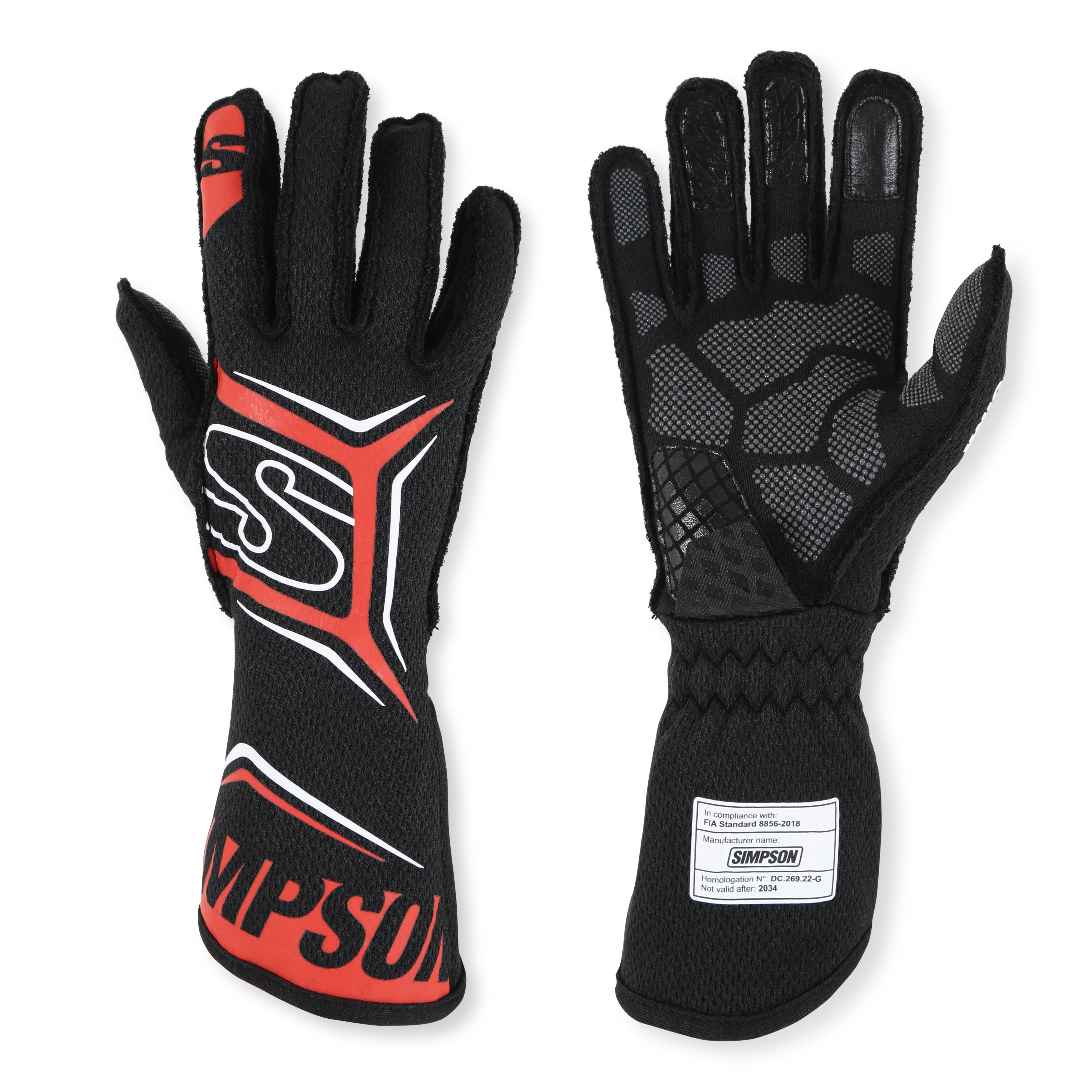 Simpson Safety Magnata Racing Gloves MGXR, X-Large Black/Red, SFI 3.5/5 and FIA Approved