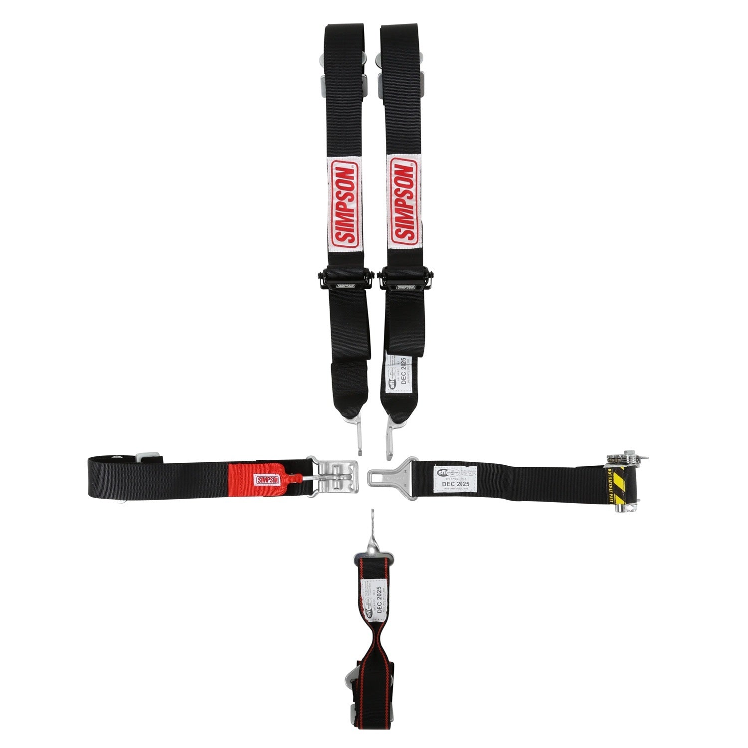 Simpson Safety SB51204-2IN 5-Point Latch and Link Racing Harness, 2-Inch Black
