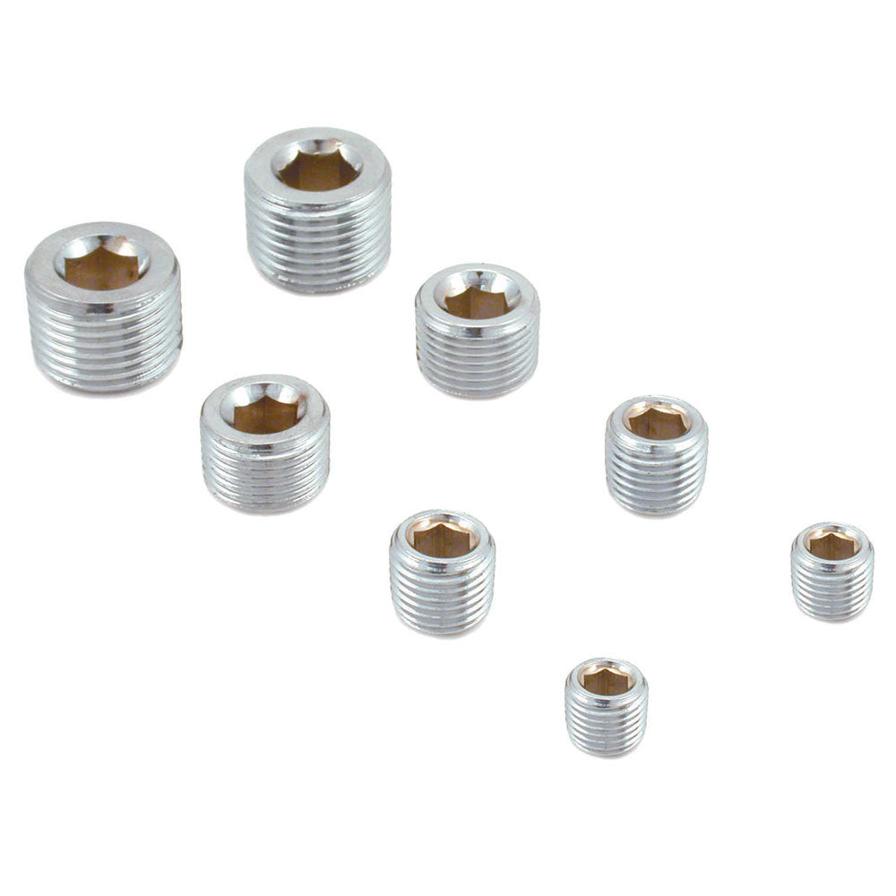 SPECTRE SPE-60183 Chrome Steel Allen-Head NPT Pipe Plug Kit