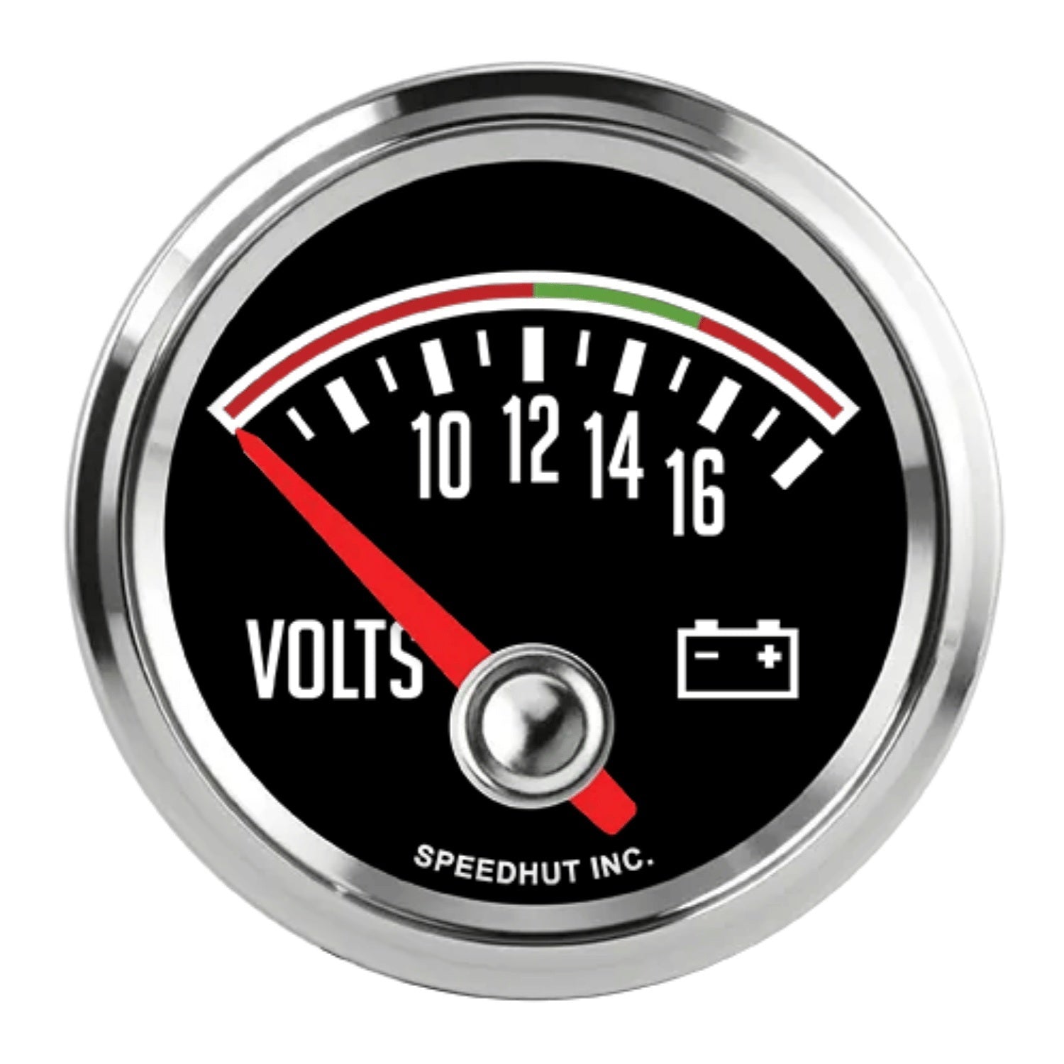 Speedhut Gauges L2-V2-CJ Classic Voltmeter Gauge, 6-18 Volt, Black Face