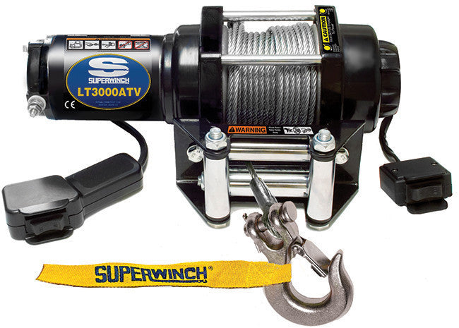 SUPERWINCH LT3000 3000 lb ATV Winch Kit with Roller Fairlead, 12 ft Remote, and Steel Rope