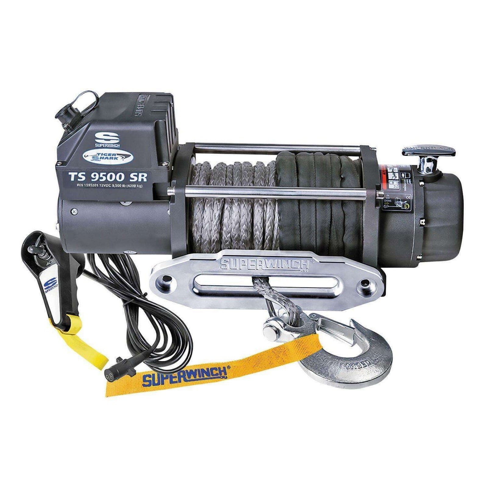 Superwinch Tiger Shark 9500SR 9,500 lb Winch Kit with Synthetic Rope, Part 1595201