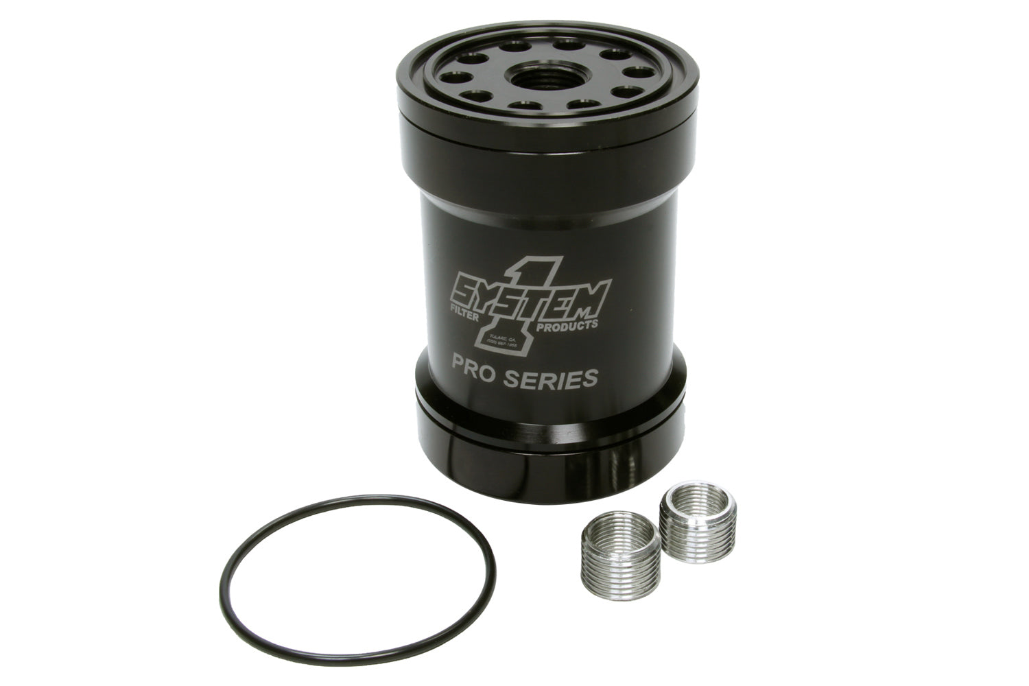 System One 209-571BPS Billet Oil Filter W Blt Cap 75 Micron - Black