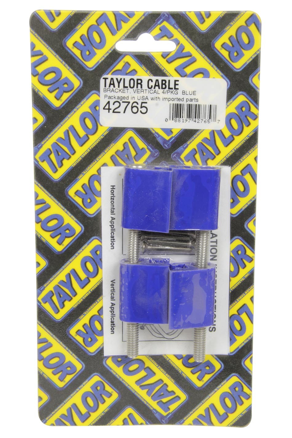Taylor/Vertex 42765 Vertical Wire Loom Bracket Valve Cover Mount Kit, Blue Nylon, Set of 4