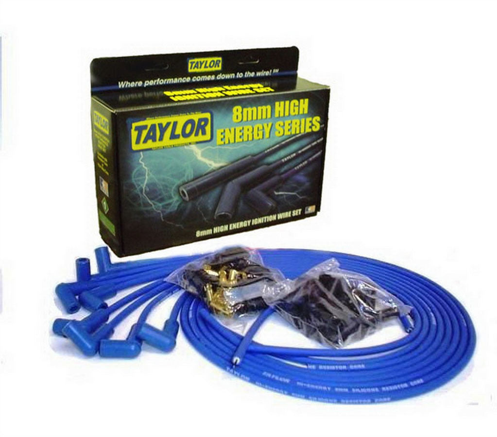 Taylor/Vertex 60651 High Energy 8 mm Spiral Core Spark Plug Wire Set, Blue, 90-Degree Boots