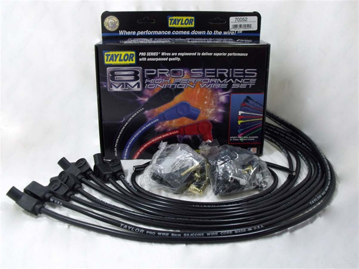 Taylor/VERTEX 70052 Pro Wire 8 mm Solid Core Spark Plug Wire Set, Black, 135-Degree Boots