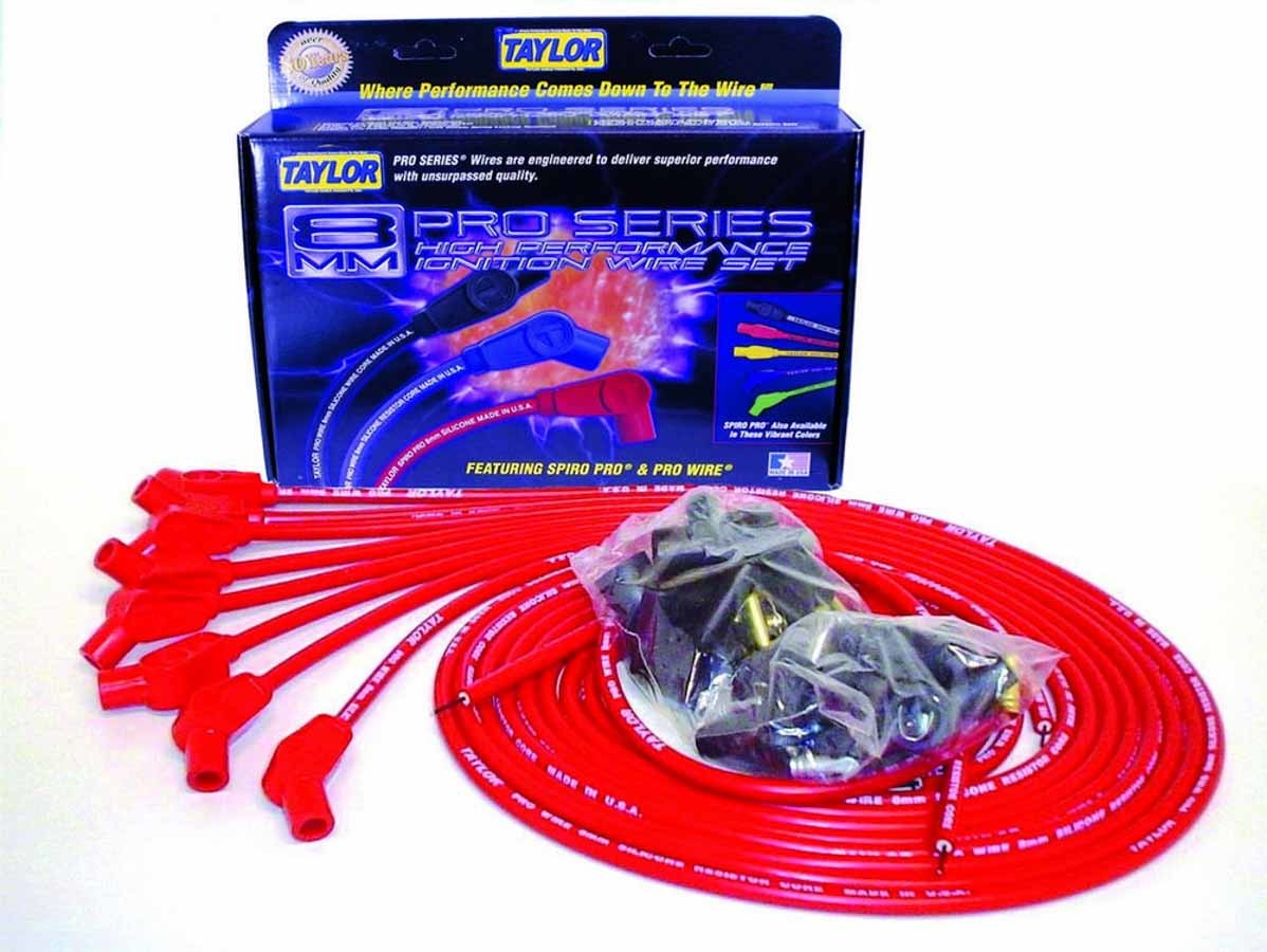 Taylor/VERTEX 70253 Pro Wire 8 mm Red Spark Plug Wire Set, 135-Degree Boots, V8