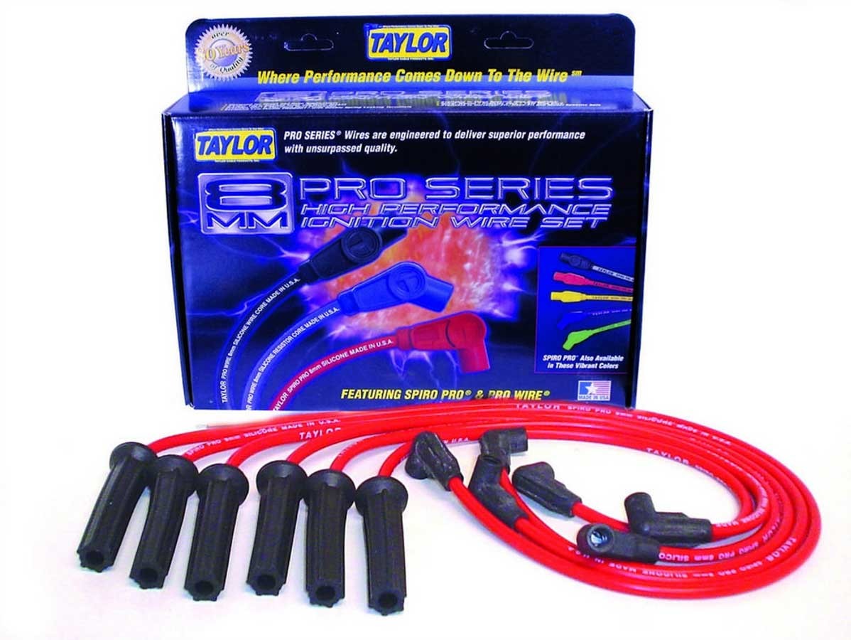 Taylor/VERTEX 72200 Spiro-Pro Spark Plug Wire Set for Chevy V6, Red