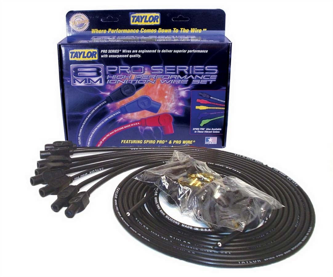 Taylor/VERTEX 73055 Spiro-Pro 8mm Black Spark Plug Wire Set for V8 Engines