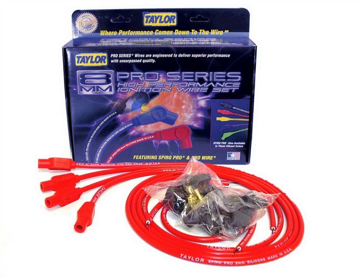 Taylor/VERTEX Pro Wire 73235 Spiro-Pro Spark Plug Wire Set, 8 mm Red, 4-Cylinder