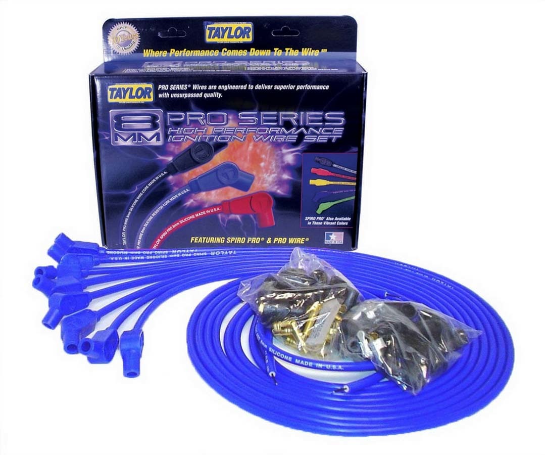 Taylor/VERTEX 73653 Spiro-Pro 8mm Blue Spark Plug Wire Set for V8 Engines