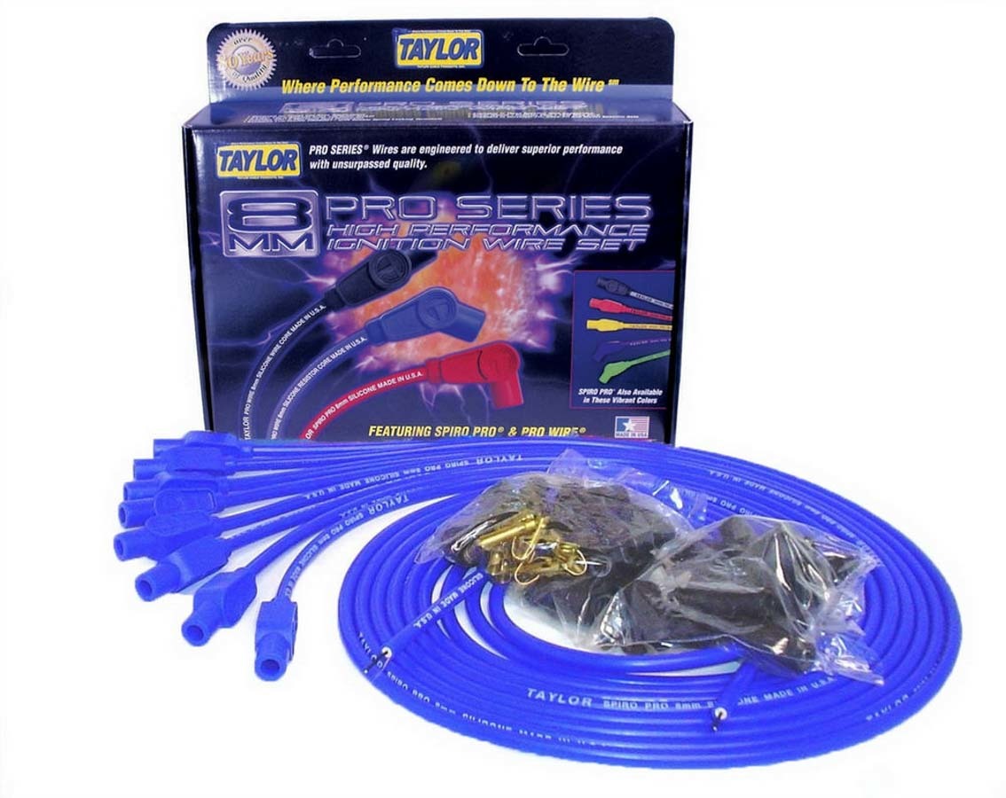 Taylor/VERTEX 73655 Spiro-Pro 8 mm Blue Spark Plug Wire Set for V8 Engines