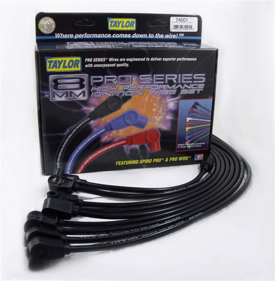 Taylor/Vertex 74001 Spiro-Pro Spark Plug Wire Set for Small Block Chevy, 8 mm, Black