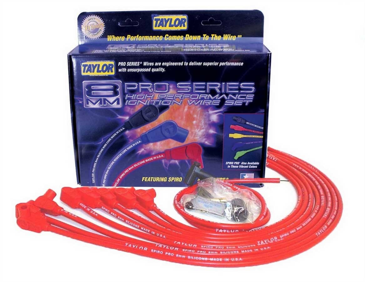 Taylor/VERTEX 76228 Spiro-Pro 8 mm Spark Plug Wire Set for Small Block Chevy, Red