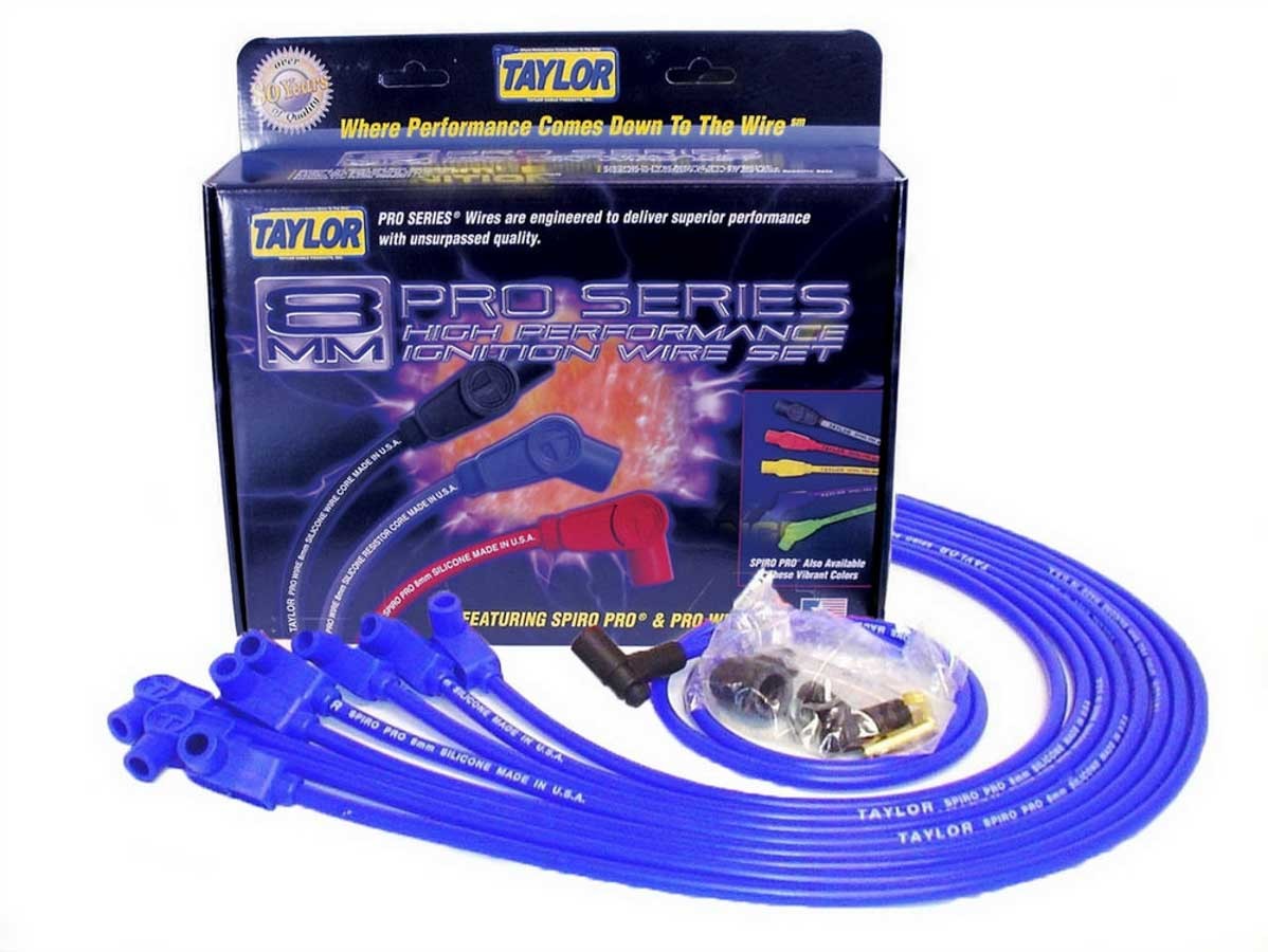 Taylor/Vertex 76628 Spiro-Pro 8 mm Spark Plug Wire Set for Small Block Chevy, Blue