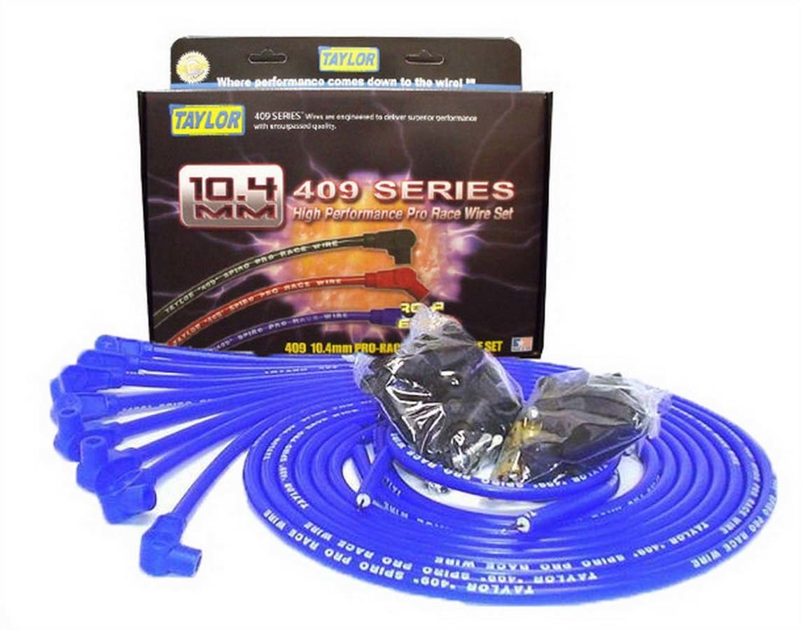 Taylor/VERTEX 79651 409 Pro Race Spark Plug Wire Set, 10.4 mm, Blue, V8