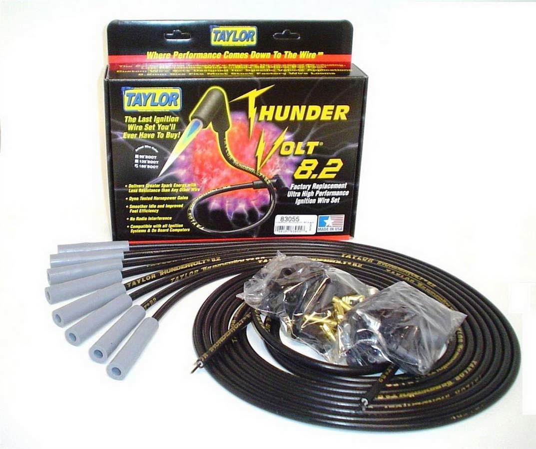 Taylor/Vertex ThunderVolt 83055 Spark Plug Wire Set, 8.2 mm Spiral Core, Black, V8