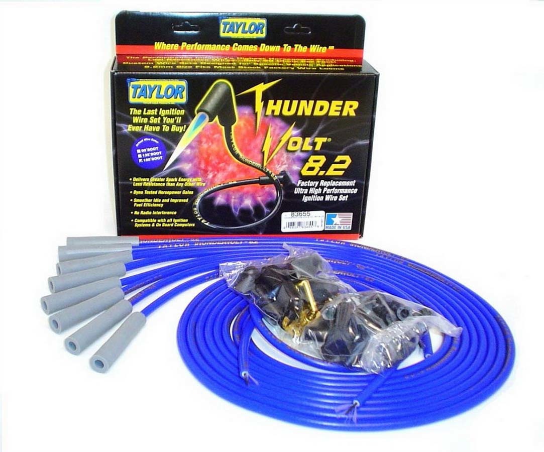 Taylor/VERTEX ThunderVolt Spark Plug Wire Set 83655, 8.2 mm Blue, HEI V8