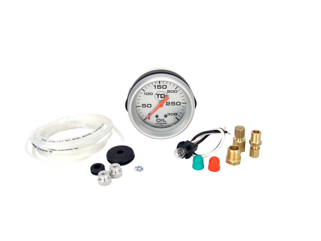 TCI 801101 Transmission Pressure Gauge, 0-300 PSI Mechanical Analog, Silver Face