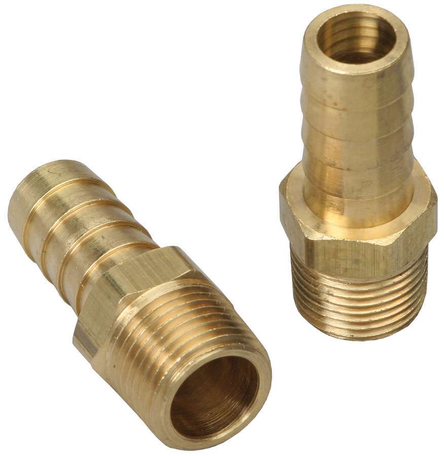 Trans-Dapt Performance Fitting Adapter Straight 3/8 In NPT Male To 1/2 In Hose Barb Brass Pair Fuel Hose Fittings 2272