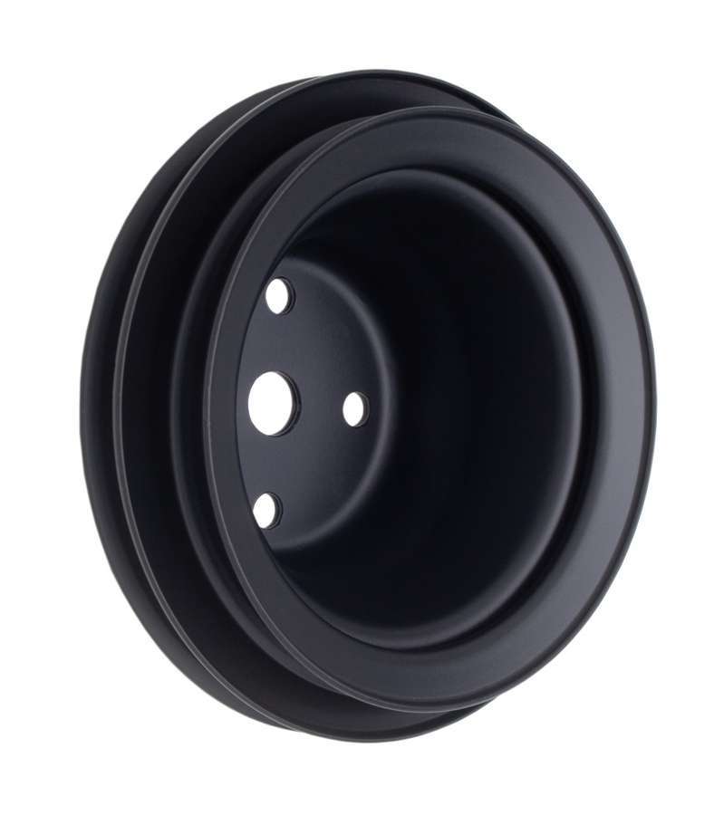 TRANS-DAPT 8623 BBC Long Water Pump Pulley, 2-Groove V-Belt, Black Steel