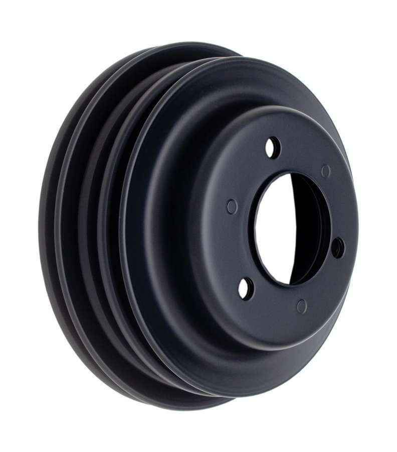 Trans-Dapt 8624 BBC Long Water Pump Crankshaft Pulley, 3-Groove V-Belt, Black Steel