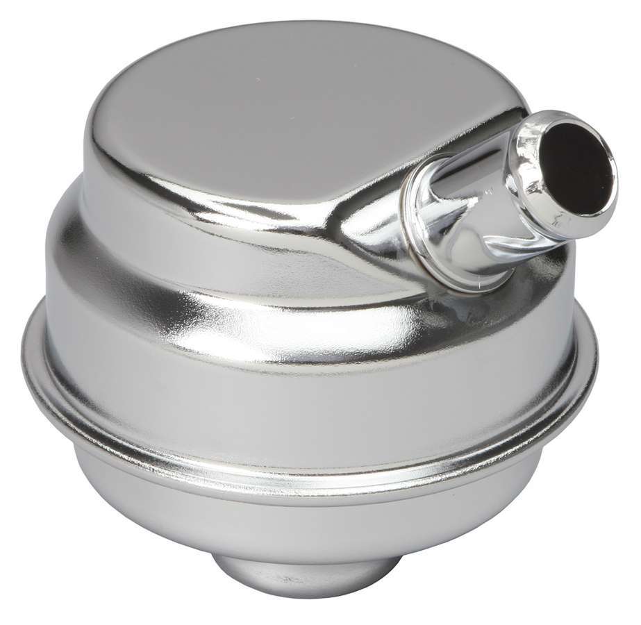 Trans-Dapt 9169 Mopar Push-In Breather, Round Steel Chrome, 5/8-Inch Hose Barb