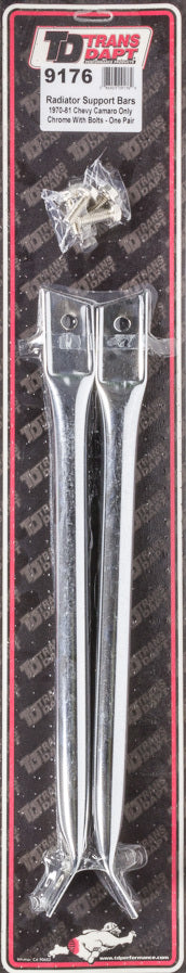 TRANS-DAPT 9176 Radiator Support Bars for 1970-1981 GM F-Body Camaro, Steel, Chrome, Pair