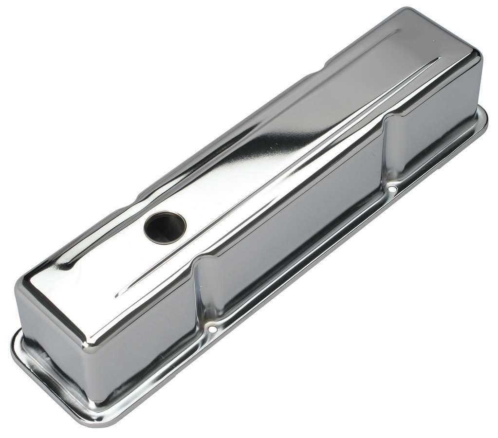Trans-Dapt 9215 Tall Baffled Chrome Steel Valve Covers for Small Block Chevy, Pair