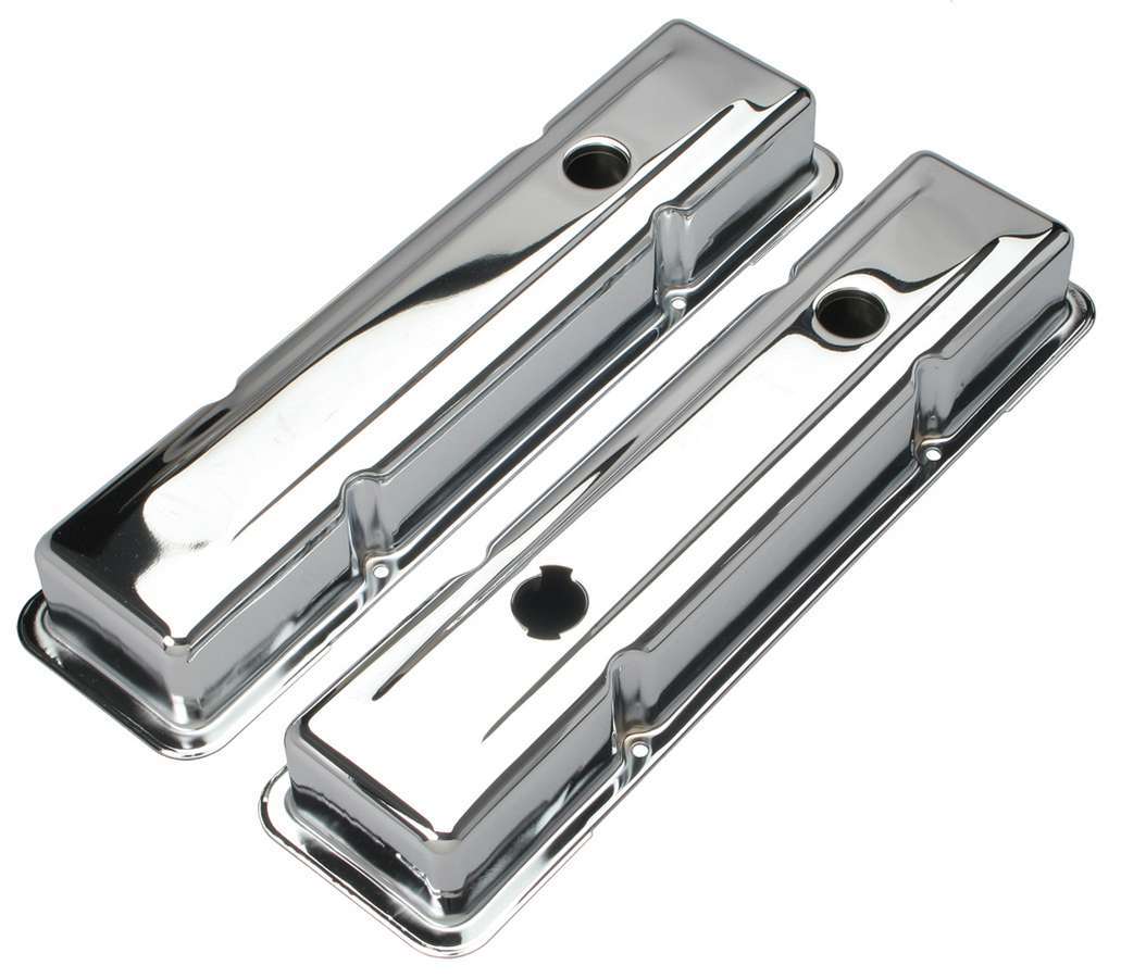 Trans-Dapt 9518 Chrome Baffled Valve Covers for Small Block Chevy, Pair