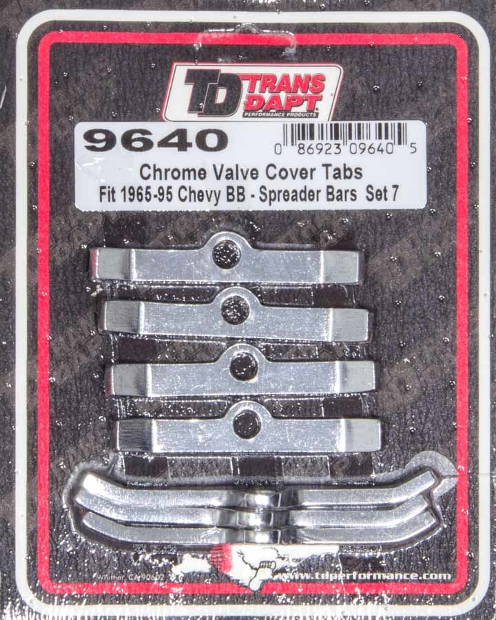 TRANS-DAPT 9640 Valve Cover Hold-Down Tabs for Big Block Chevy, Chrome Steel Kit