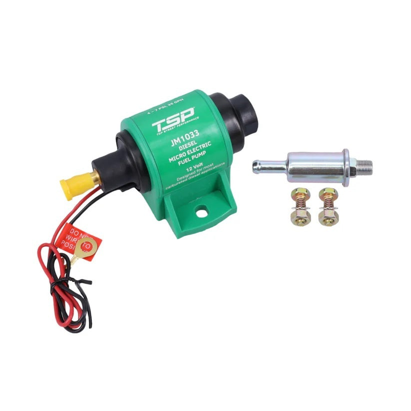 Top Street Performance JM1033 Micro Electric Diesel Fuel Pump with Filter, 35 GPH, 4-7 PSI