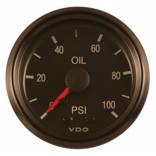VDO 150-030 Cockpit Oil Pressure Gauge, 0-100 PSI Mechanical Analog, Black Face