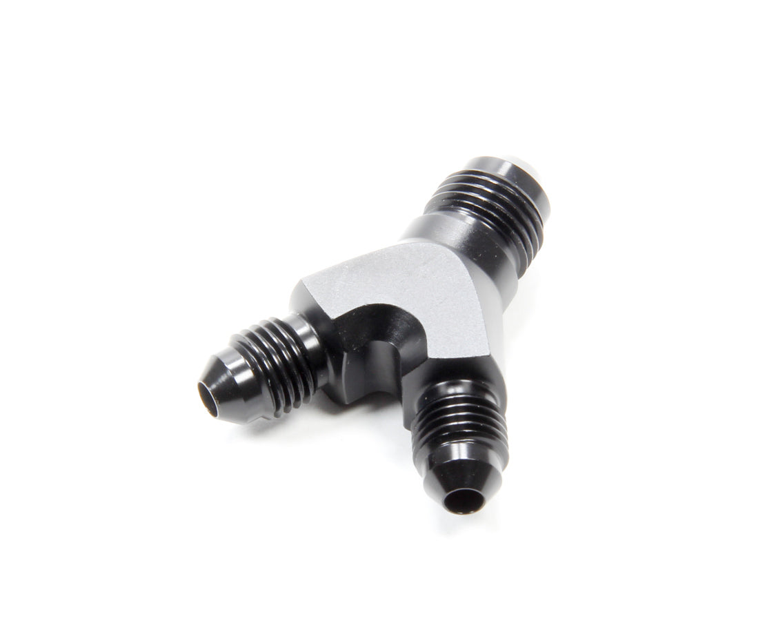 Vibrant Performance 10805 Y Adapter Fitting, -6AN Male Inlet to Dual -4AN Male Outlets, Black Anodized Aluminum