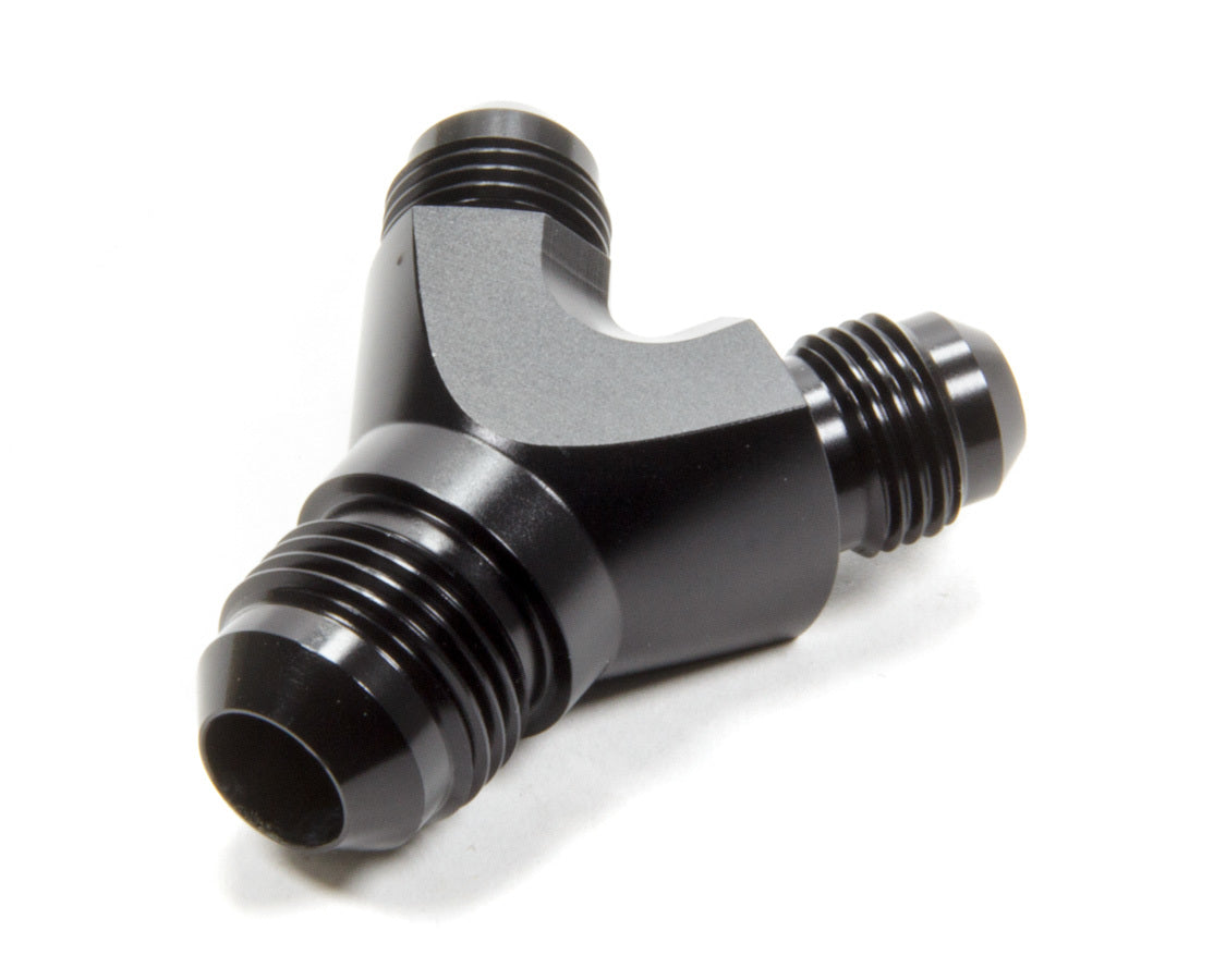Vibrant Performance 10807 Y-Block Fitting, -8AN Male Inlet to Dual -6AN Male Outlets, Black Anodized Aluminum