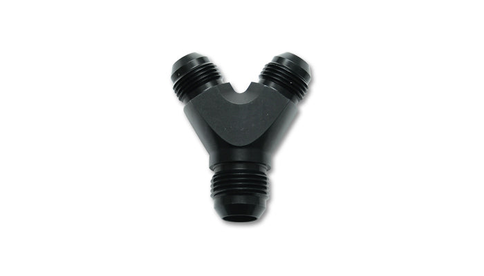 Vibrant Performance 10815 Y-Block Fitting, -16AN Male Inlet to Dual -16AN Male Outlets, Black Anodized Aluminum