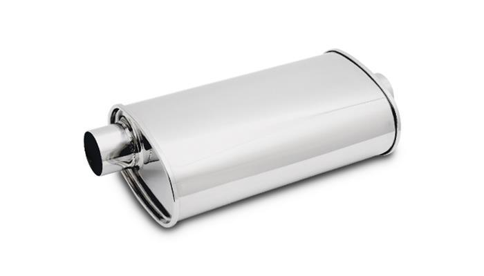 Vibrant Performance Streetpower Oval Muffler 1107, 3-Inch Offset Inlet and Center Outlet