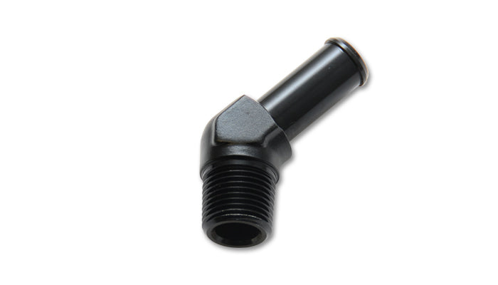 Vibrant Performance 11220 45-Degree Adapter Fitting, 1/8 in NPT Male to 1/4 in Hose Barb, Black Anodized Aluminum