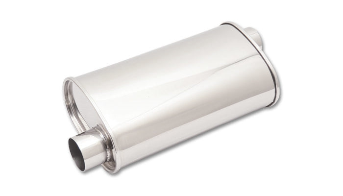 Vibrant Performance Streetpower Muffler 1127, 3-Inch Offset Inlet and Outlet, Polished Stainless Steel