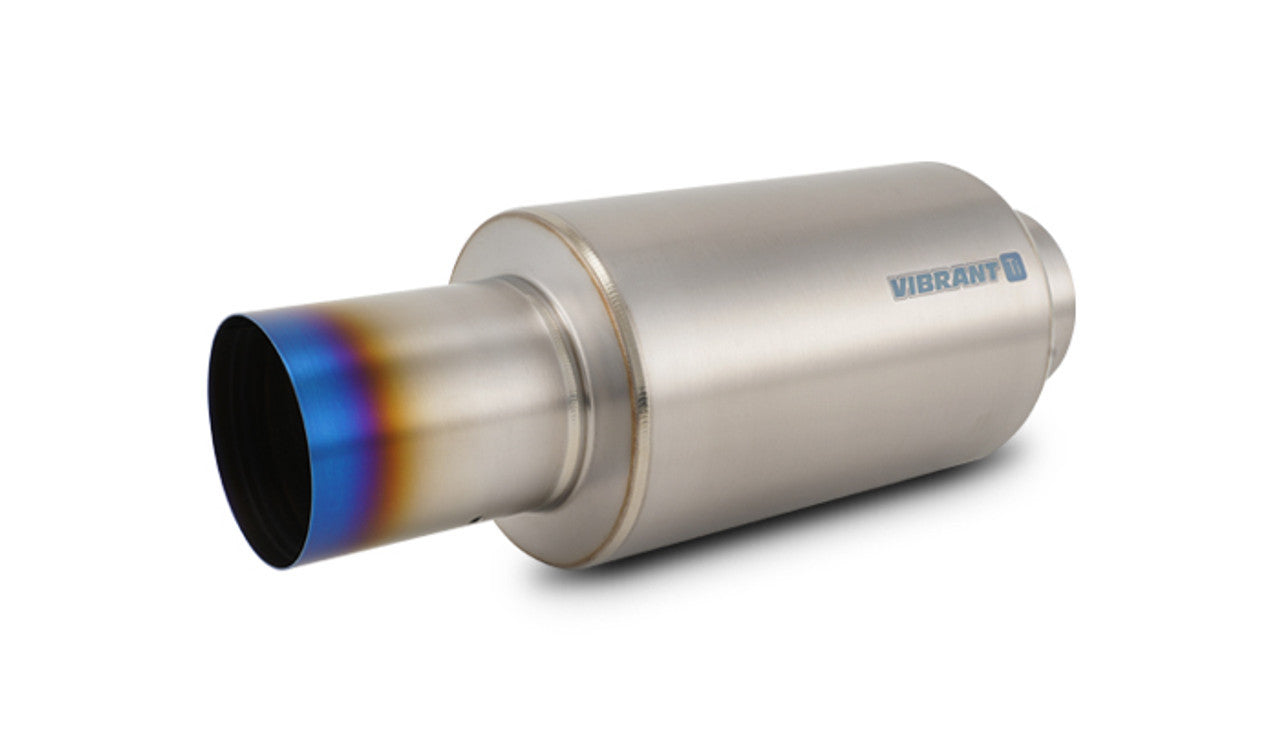 Vibrant Performance 17566 Titanium Muffler with Straight-Cut Burnt Tip, 4-Inlet and 4-Inch Outlet